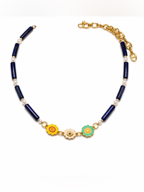 Venus and Vulcan Jewelry - Freshwater Pearl & Lapis Beaded Necklace #70